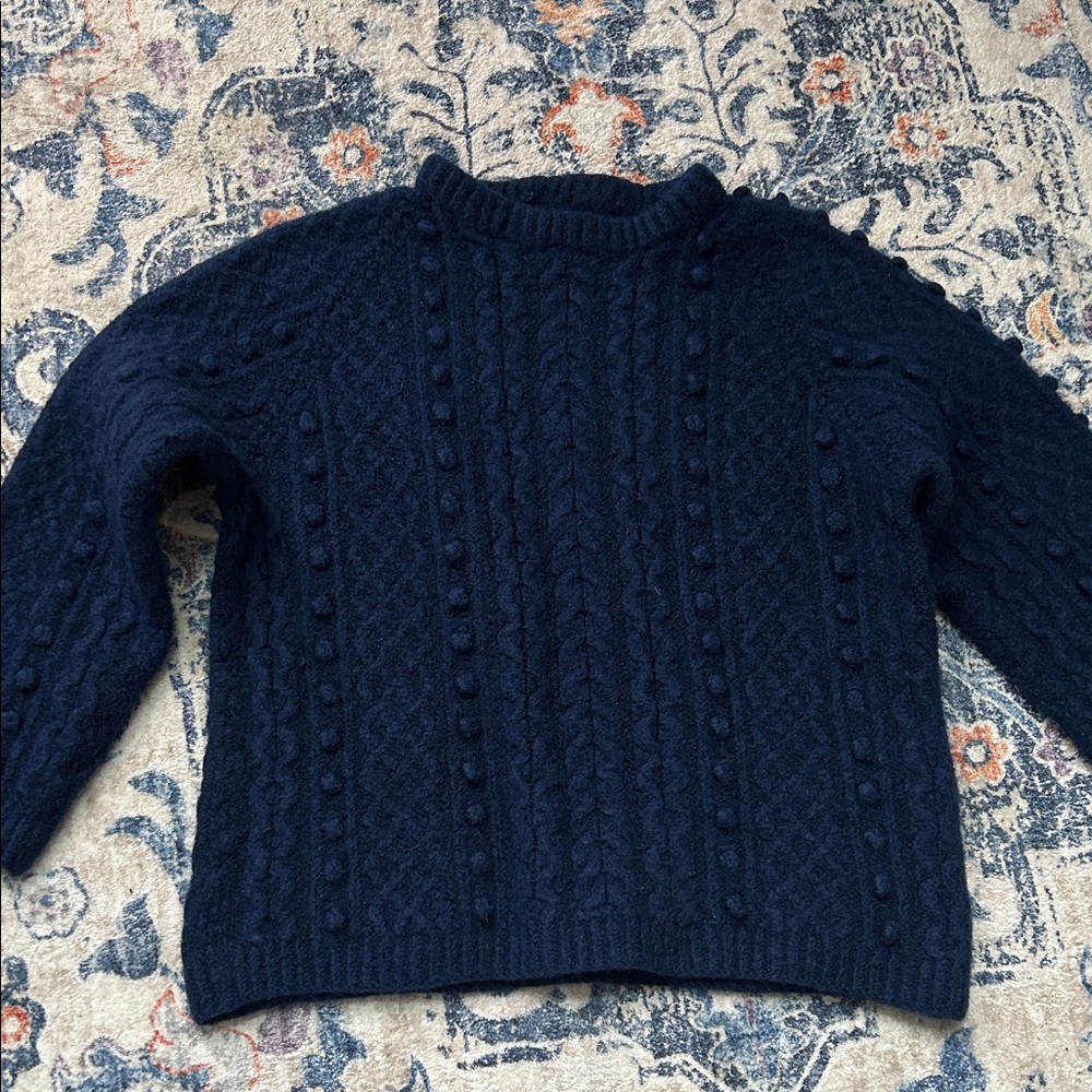 Handmade Vintage Wool Navy Cable Knit Sweater